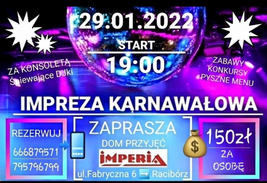 Zabawa Karnawałowa 29.01.2022